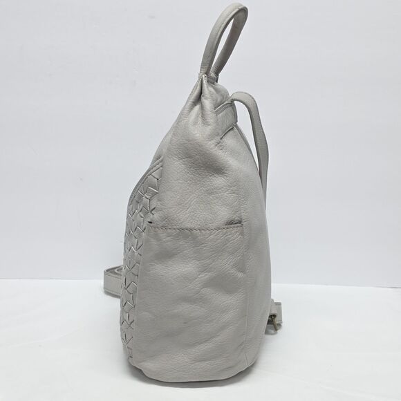 Born Millport Sling Backpack Bag In Woven Light Gray Soft Leather Boho Travel